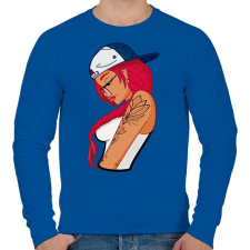 PRINTFASHION Tattoo Girl - Férfi pulóver - Királykék férfi pulóver, kardigán