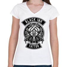 PRINTFASHION Tattoo Ink - Női V-nyakú póló - Fehér női póló