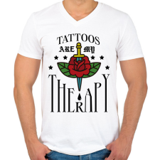 PRINTFASHION Tattoos are my therapy - Férfi V-nyakú póló - Fehér férfi póló