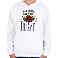PRINTFASHION Tattoos are my therapy - Gyerek kapucnis pulóver - Fehér gyerek pulóver, kardigán