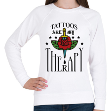 PRINTFASHION Tattoos are my therapy - Női pulóver - Fehér női pulóver, kardigán