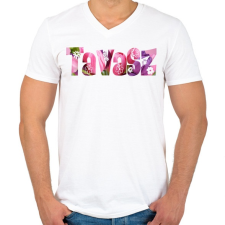 PRINTFASHION Tavasz - Férfi V-nyakú póló - Fehér férfi póló