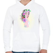 PRINTFASHION Tavaszhercegnő - Férfi kapucnis pulóver - Fehér férfi pulóver, kardigán