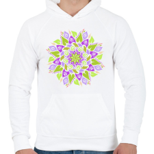 PRINTFASHION Tavaszi mandala - Férfi kapucnis pulóver - Fehér férfi pulóver, kardigán