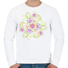 PRINTFASHION Tavaszi virágmandala - Férfi pulóver - Fehér