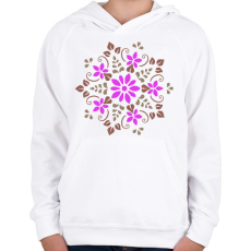 PRINTFASHION Tavaszi virágmandala - Gyerek kapucnis pulóver - Fehér