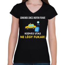 PRINTFASHION TAXI SOFŐRNEK - Női V-nyakú póló - Fekete női póló