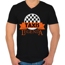PRINTFASHION Taxis legenda - Férfi V-nyakú póló - Fekete férfi póló