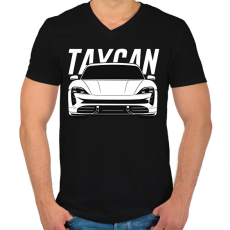 PRINTFASHION Taycan - Férfi V-nyakú póló - Fekete