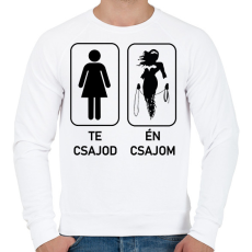 PRINTFASHION Te Csajod Én Csajom - Férfi pulóver - Fehér
