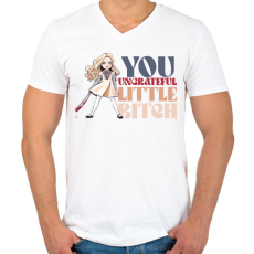 PRINTFASHION Te hálátlan kis... - Férfi V-nyakú póló - Fehér