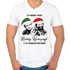 PRINTFASHION Te mondd, hogy karácsony! - Férfi V-nyakú póló - Fehér