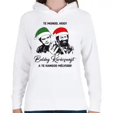 PRINTFASHION Te mondd, hogy karácsony! - Női kapucnis pulóver - Fehér női pulóver, kardigán