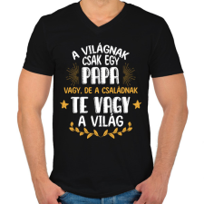 PRINTFASHION Te vagy a világ - Papa - Férfi V-nyakú póló - Fekete férfi póló