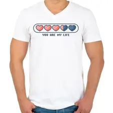 PRINTFASHION Te vagy az életem - Férfi V-nyakú póló - Fehér férfi póló