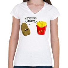 PRINTFASHION Te vagy az tesó!?! - Női V-nyakú póló - Fehér