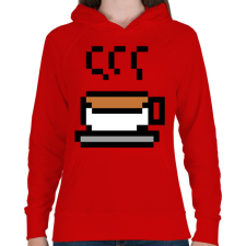 PRINTFASHION Tea logó pixelart - Női kapucnis pulóver - Piros női pulóver, kardigán