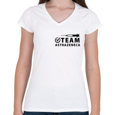 PRINTFASHION Team AstraZeneca - Női V-nyakú póló - Fehér női póló