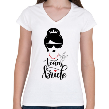 PRINTFASHION Team Bride - Női V-nyakú póló - Fehér női póló