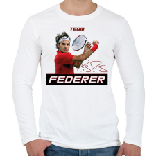 PRINTFASHION Team Federer - Férfi hosszú ujjú póló - Fehér férfi póló
