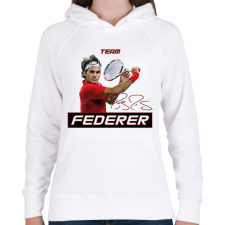 PRINTFASHION Team Federer - Női kapucnis pulóver - Fehér női pulóver, kardigán