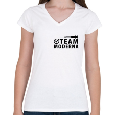 PRINTFASHION Team Moderna - Női V-nyakú póló - Fehér női póló
