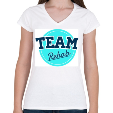PRINTFASHION TEAM Rehab blue - Női V-nyakú póló - Fehér női póló