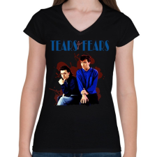 PRINTFASHION Tears For Fears - Női V-nyakú póló - Fekete női póló
