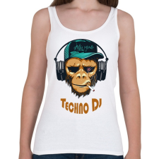 PRINTFASHION Techno DJ - Majom - Női atléta - Fehér női trikó