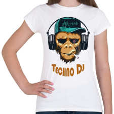 PRINTFASHION Techno DJ - Majom - Női póló - Fehér női póló