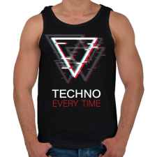 PRINTFASHION Techno - Every time - Férfi atléta - Fekete atléta, trikó