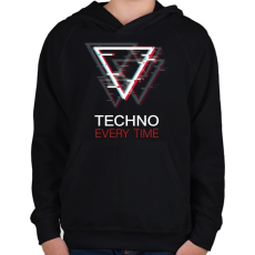 PRINTFASHION Techno - Every time - Gyerek kapucnis pulóver - Fekete