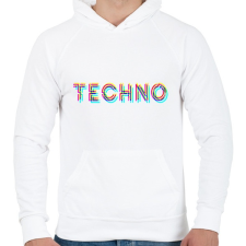 PRINTFASHION Techno - Férfi kapucnis pulóver - Fehér férfi pulóver, kardigán