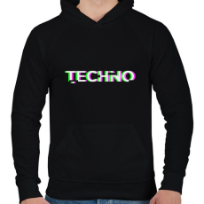 PRINTFASHION Techno - Férfi kapucnis pulóver - Fekete