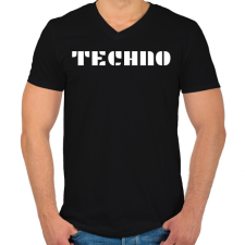 PRINTFASHION TECHNO - Férfi V-nyakú póló - Fekete férfi póló