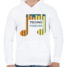 PRINTFASHION Techno Forever - Férfi kapucnis pulóver - Fehér