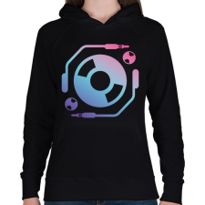 PRINTFASHION Techno - Lemezlovas - Női kapucnis pulóver - Fekete női pulóver, kardigán