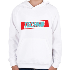 PRINTFASHION Techno logó - Gyerek kapucnis pulóver - Fehér gyerek pulóver, kardigán