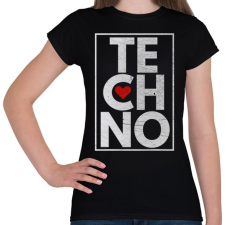 PRINTFASHION Techno Love - Női póló - Fekete női póló
