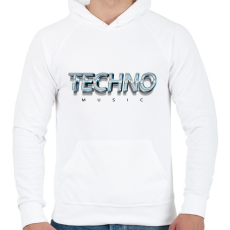 PRINTFASHION Techno music - Fémes - Férfi kapucnis pulóver - Fehér