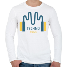 PRINTFASHION Techno music -Fülhallgató - Férfi hosszú ujjú póló - Fehér