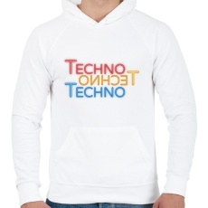 PRINTFASHION Techno - Neon - Férfi kapucnis pulóver - Fehér