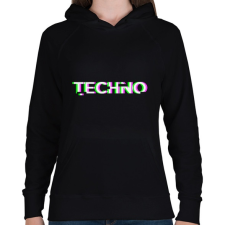 PRINTFASHION Techno - Női kapucnis pulóver - Fekete női pulóver, kardigán