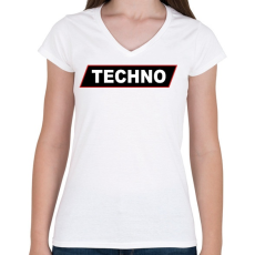 PRINTFASHION Techno - Női V-nyakú póló - Fehér