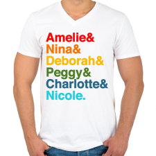 PRINTFASHION Techno Queens - Férfi V-nyakú póló - Fehér férfi póló