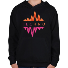 PRINTFASHION Techno - Színes - Gyerek kapucnis pulóver - Fekete