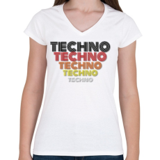 PRINTFASHION Techno, Techno - Női V-nyakú póló - Fehér