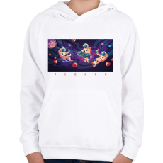 PRINTFASHION Techno - Űrhajós - Gyerek kapucnis pulóver - Fehér
