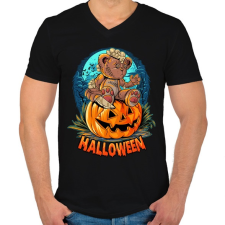 PRINTFASHION Teddy maci halloween - Férfi V-nyakú póló - Fekete férfi póló