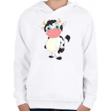 PRINTFASHION Tehén  - Gyerek kapucnis pulóver - Fehér gyerek pulóver, kardigán